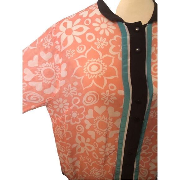 Vintage Bob Mackie 100 percent silk wearable art button down blouse. Size L - Picture 4 of 13